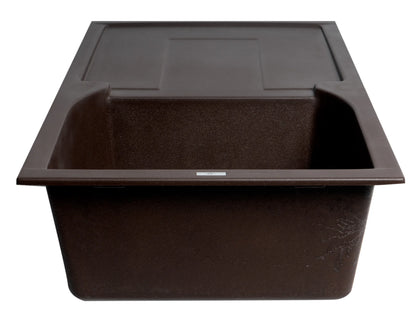ALFI brand AB1620DI-BLA Black 34" Single Bowl Granite Composite Kitchen Sink with Drainboard