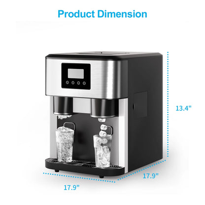 TABU 40Lbs/24H Countertop Ice Maker Machine,3 in 1 Ice Maker with Water Dispenser,Crushed Ice,Black