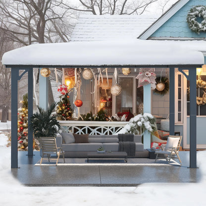 AECOJOY 10' x 14' Hardtop Gazebo Outdoor Aluminum Pergola for Garden, Patio, Backyard-Gray