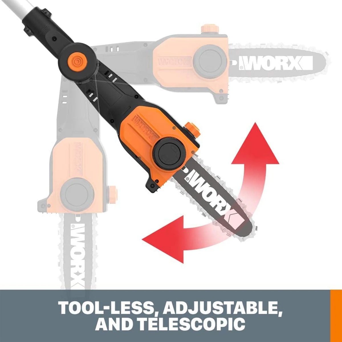 WORX WG349 2 in 1 Cordless 8 Inch Pole Saw w/ Auto Tension, Black and Orange