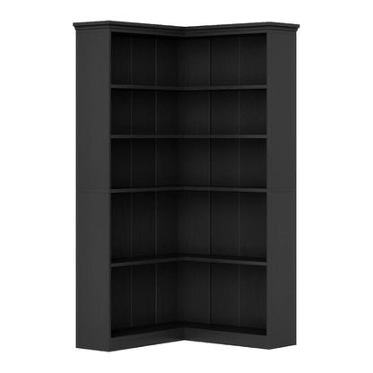 EuKer 5 Tier Corner Bookcase, L-Shaped Bookshelf with Large Storage Capacity for Living Room, Bedroom, Office (Half Panel, Retro Brown)