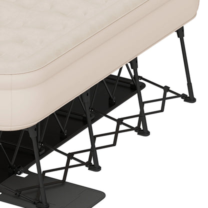 Dextrus Inflatable Queen Air Mattress with Built-in Pump, Frame, Velvet Surface & Portable Storage Case, Khaki