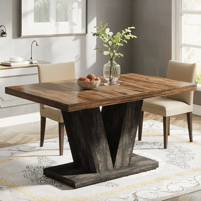 Finmind 47-inch Dining Table for 4 to 6, Farmhouse Wood Kitchen Table for Dining Room, White