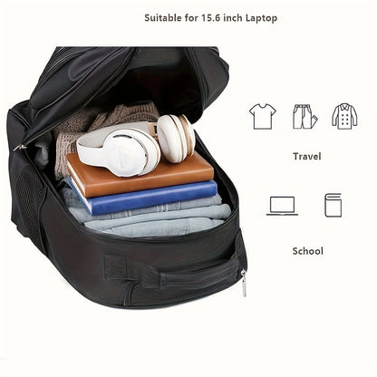 Large Rolling Backpack - Retractable Handle & Aluminum Frame - Spacious Oxford Fabric Design - For School, Travel, Picnics - Multi-Compartment