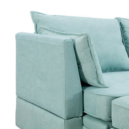 Oversized Modular Sectional Sofa with 2 Pillows, Convertible Sofa Bed with Storage Seat & Storage Ottoman, Upholstered U-Shaped Sectional Sofa with Reversible Chaise, 6 Seaters Sofa Sleeper Sofa