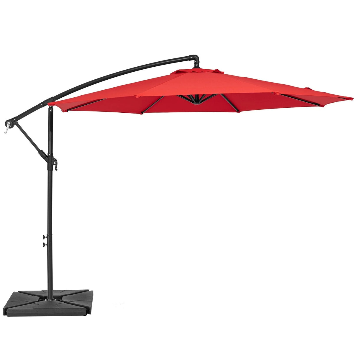 JUSTLET 10ft Heavy Duty Patio Hanging Offset Cantilever Patio Umbrella W/ 4-Piece Base Included Included, Beige