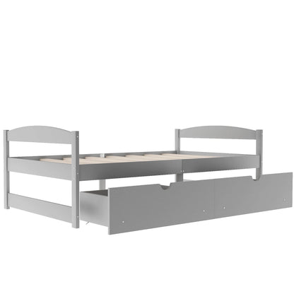 Euroco Twin Size Wooden Daybed with 2 Storage Drawers for Kids Bedroom, Gray