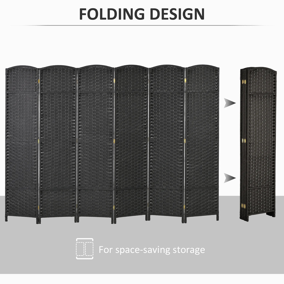 HOMCOM 4 Panel Room Divider Freestanding Folding Privacy Screen Nature Wood