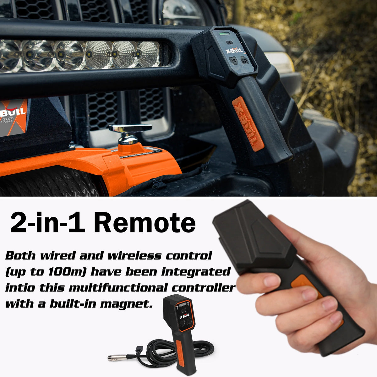X-BULL Electric Winch XPV 14500LBS 12V Synthetic Rope SUV Jeep Truck Towing 4WD Off-Road 2 in 1 Remote Control Wireless and Wired