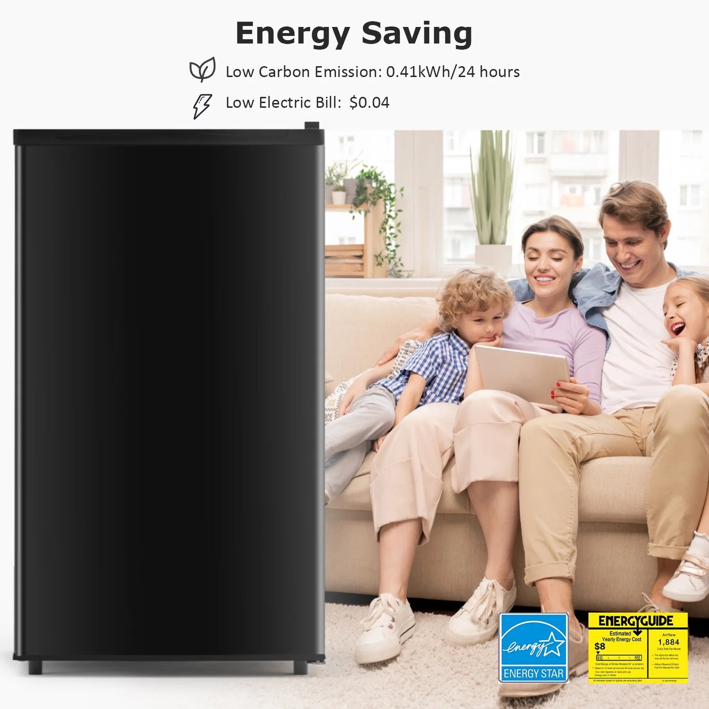 Beddle Mini Fridge with Freezer 3.2 Cu.ft Small Refrigerator for Dorm Bedroom, Compact Refrigerators Single Door Adjustable Thermostat Low Noise,Silver