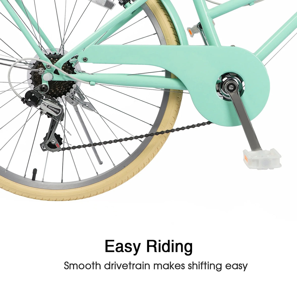 Glerc Missy 24" Girls Cruiser Bike 6-Speed Women's Hybird Bicycle for Ages 7-11 Years, Mint Green
