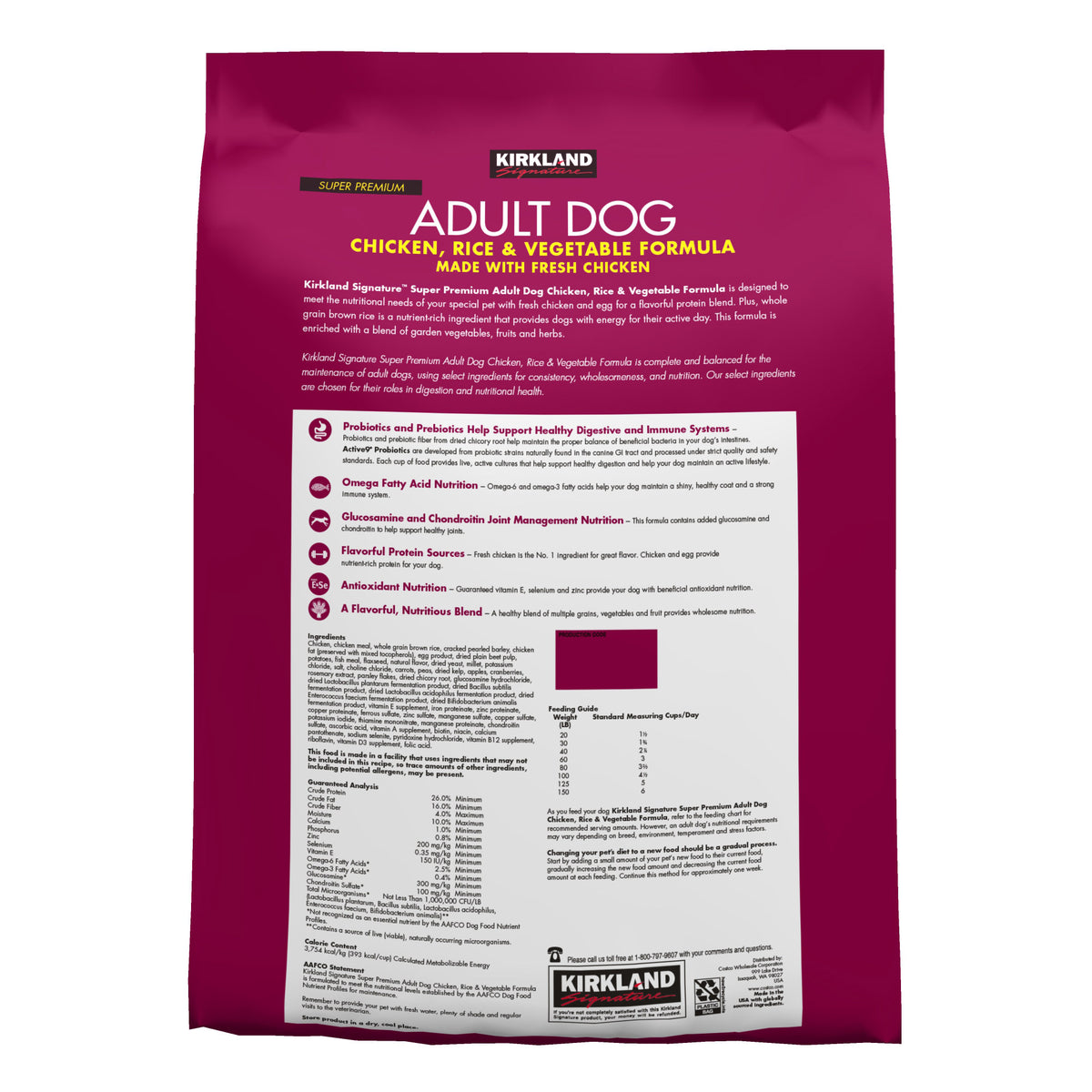 Kirkland Signature Adult Formula Chicken, Rice and Vegetable Dog Food, 25 lbs
