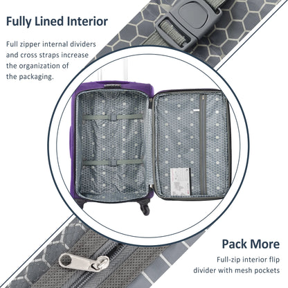 EUROCO 3 Piece Softside Luggage Set,Expandable Suitcase Set with TSA Lock and Spinner Wheels,Lightweight Suitcase for Men Women(20",24",28"),Black