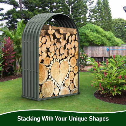 TRAMULL Outdoor Heavy Duty Galvanized Steel Log Holder