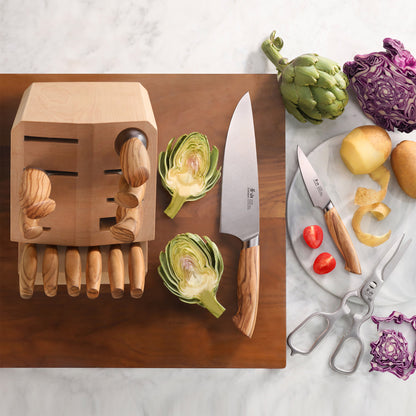 Cangshan OLIV Series Swedish Steel 15-Piece Knife Block Set, Maple Block