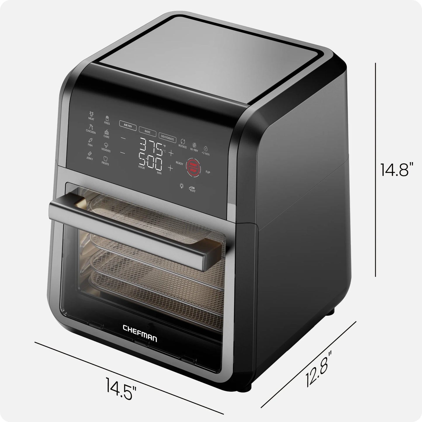 Chefman Multifunctional Digital 10 Qt. Air Fryer+ Rotisserie, Fry, Roast & Bake, 17 Presets - Black