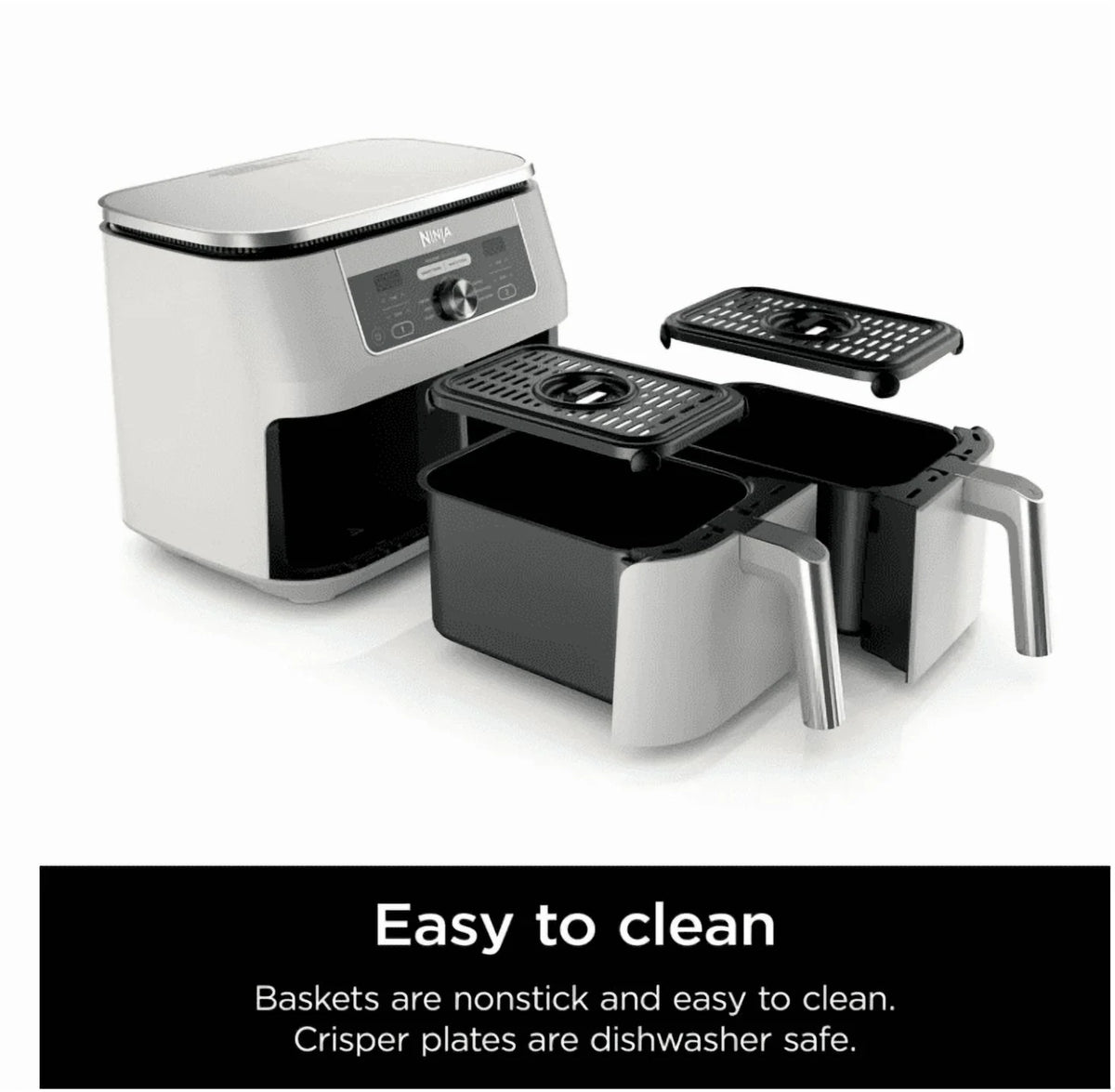 Ninja Foodi 6-in-1, 8 Quart 2-Basket Air Fryer with DualZone Technology -White