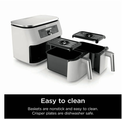Ninja Foodi 6-in-1, 8 Quart 2-Basket Air Fryer with DualZone Technology -White