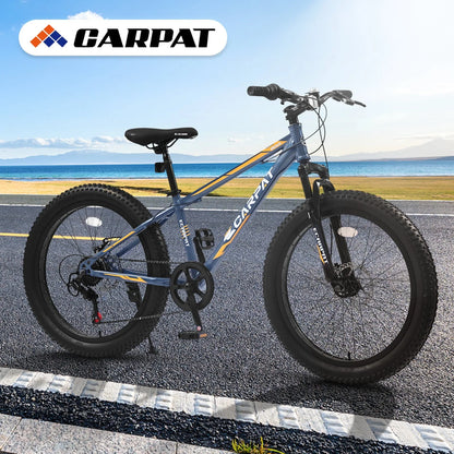 24 inch Mountain Bike with Fat Tires, Kids Bike with Disc Brakes & Suspension
