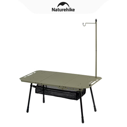 Naturehike, Portable Camping Table, Outdoor Detachable Tactical Camping Table, Lightweight Aluminium Camping Table with Light Pole, Adjustable Height