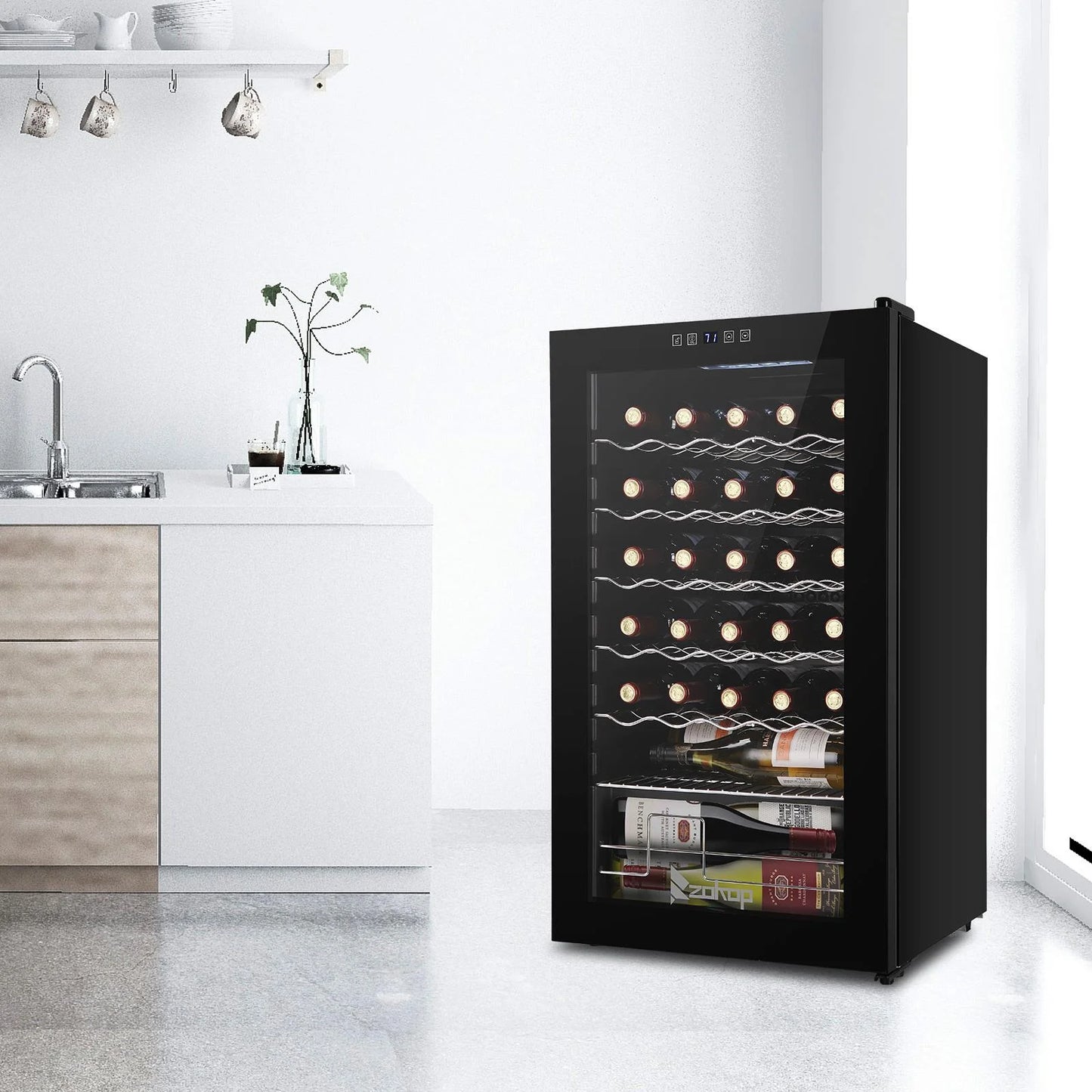Ktaxon 18 Bottle Compressor Wine Cooler Freestanding Wine Fridge, Fast Cooling, Low Noise