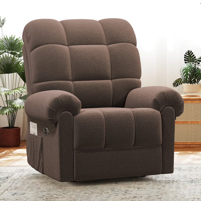 Power Recliner Chair,Electric Recline Sofa Chair for Adults with USB Port,Comfy Teddy Fleece Adjustable Cloud Sofa,Tool-Free Setup,Beige White