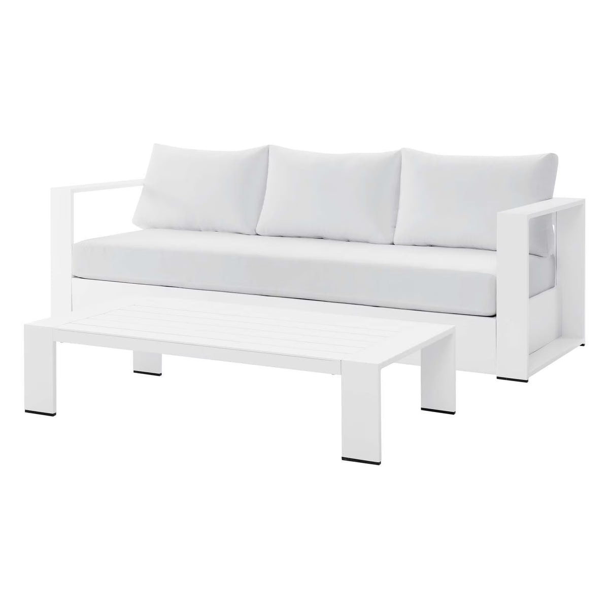 Lounge Sofa Table Set, Grey Gray, Aluminum, Metal, Fabric, Modern Contemporary, Outdoor Patio Balcony Cafe Bistro Garden Furniture Hotel Hospitality