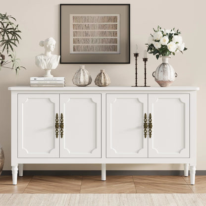 May in Color Console Cabinet, 58'' Wood Sideboard Buffet Cabinet with Storage & 4 Doors, Mid Century Modern Pantry Cabinet for Entryway, Living Room, Bedroom, Dining Room, Green