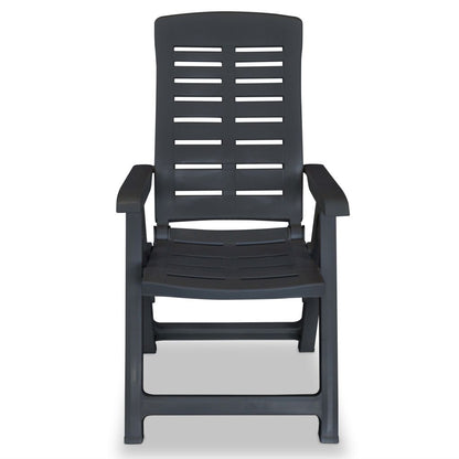 vidaXL Reclining Patio Chairs Outdoor Stack Dining Chair with Armrest Plastic