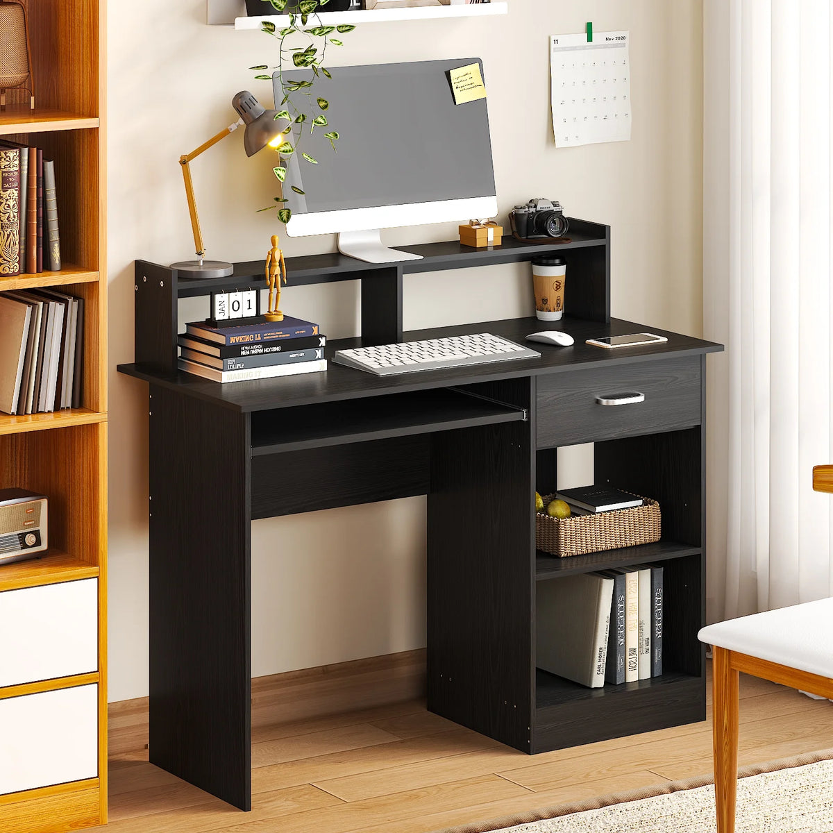 Ktaxon Computer Desk Home Office Workstation Laptop Table Drawer Shelf Furniture White