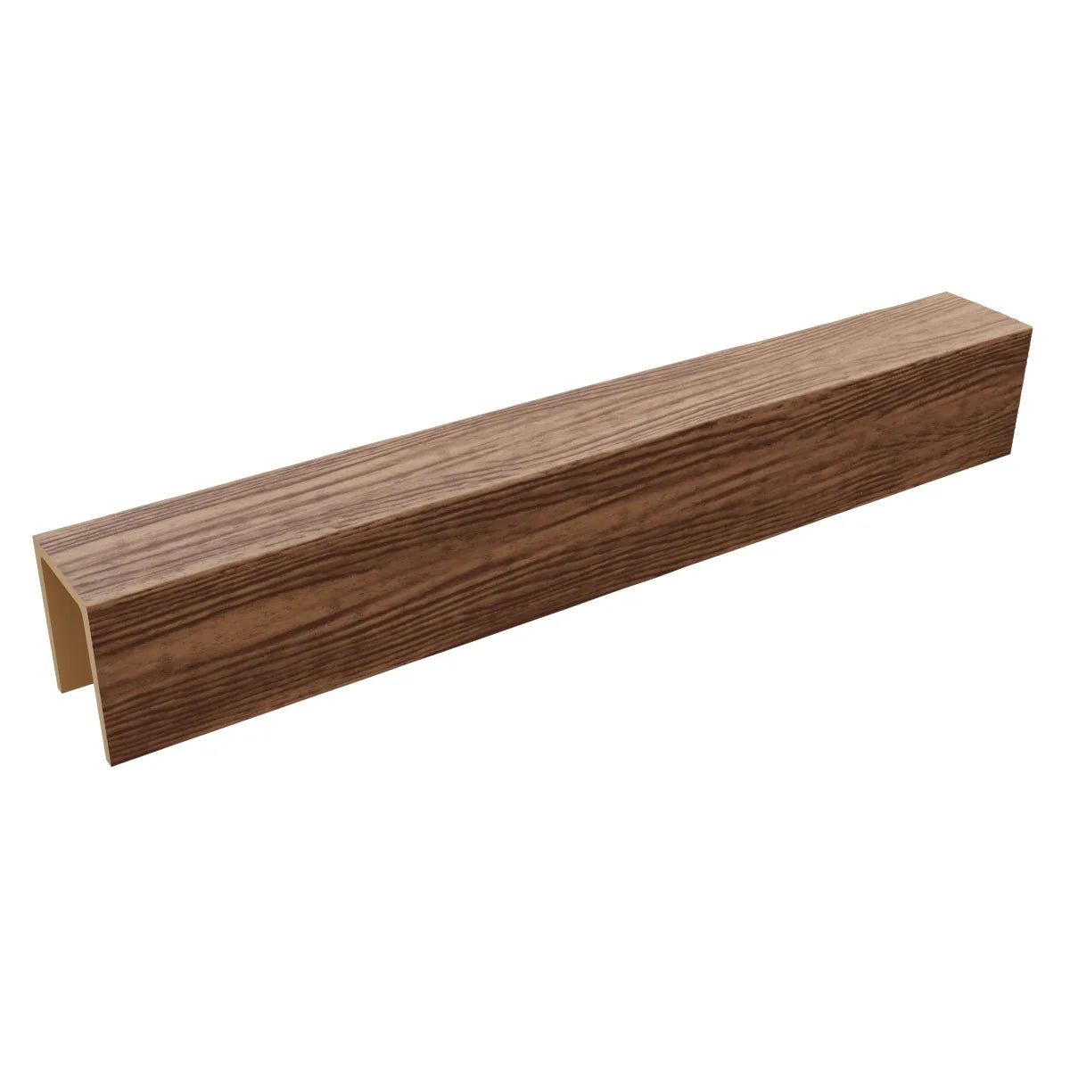 Ekena Millwork 3 1/2"W x 3 1/2"H x 120"L 3-Sided (U-Beam) Mena HeritageTimber Faux Wood Ceiling Beam, Kona Brown