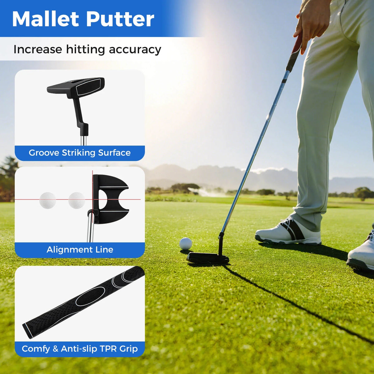 Costway Men's Complete Golf Clubs Package Set 10 Pieces Includes Alloy Driver
