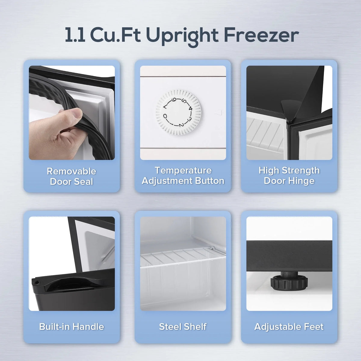 KNDKO Upright Freezer, 1.2cu.ft Mini Freezer with Adjustable Thermostat & Removable Shelves, Stand Up Freezer for Home/Office/Dorm, White