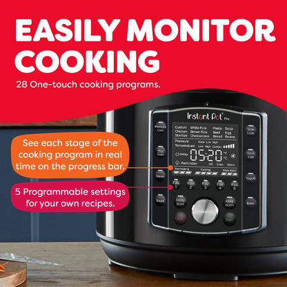 Instant Pot Pro 8-Quart Electric Pressure Cooker, 10-in-1 Slow Cooker, Rice/Grain Cooker, Steamer, Saut��, Sous Vide, Yogurt Maker, Sterilizer and Warmer