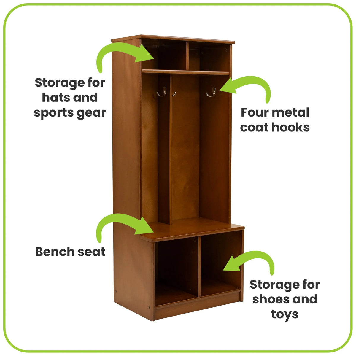 Little Partners Locker Cabinet Cubby Organizer, Learn 'N Store Wooden Classroom Cubbies Compartment Lockers for Storage of Toddlers and Kids Coats, Equipment, Backpacks - Espresso