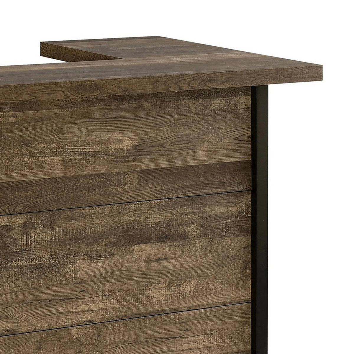 71 Inch Rectangular Home Bar Serving Unit Storage Shelves 2 Tiers Brown