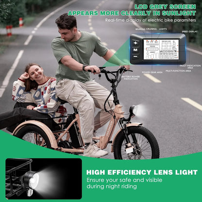 ABORON 3.0 Fat Tire Electric Trike for Senior Foldable E-Bike, 500W Motorized Tricycle Adult 20" Folding 3 Wheel Electric Commute Bike Trike w/48V Battery and Storage Baskets,