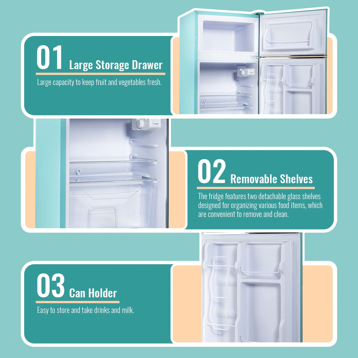 TACOOL Refrigerator with Top Freezer 3.5Cu.ft Two Door Small Mini Fridge with Extra Drink Space for Home Office Dorm Red