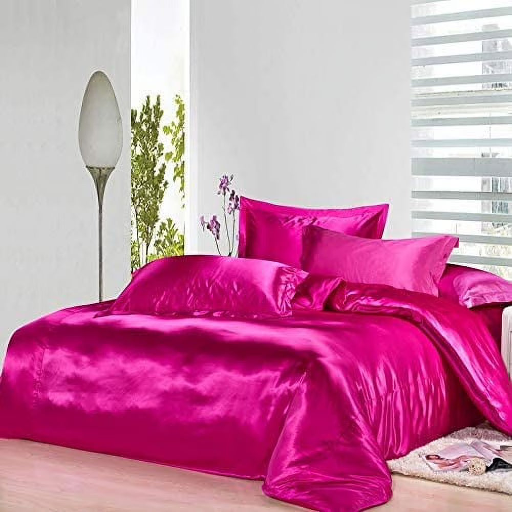Vuvet Bedding 100% Pure Silk Satin Sheet Set 7pcs, Silk Fitted Sheet 15'' Deep Pocket,Silk Flat Sheet,Silk Duvet Cover & Pillowcases Set !!! Twin, Aqua Blue