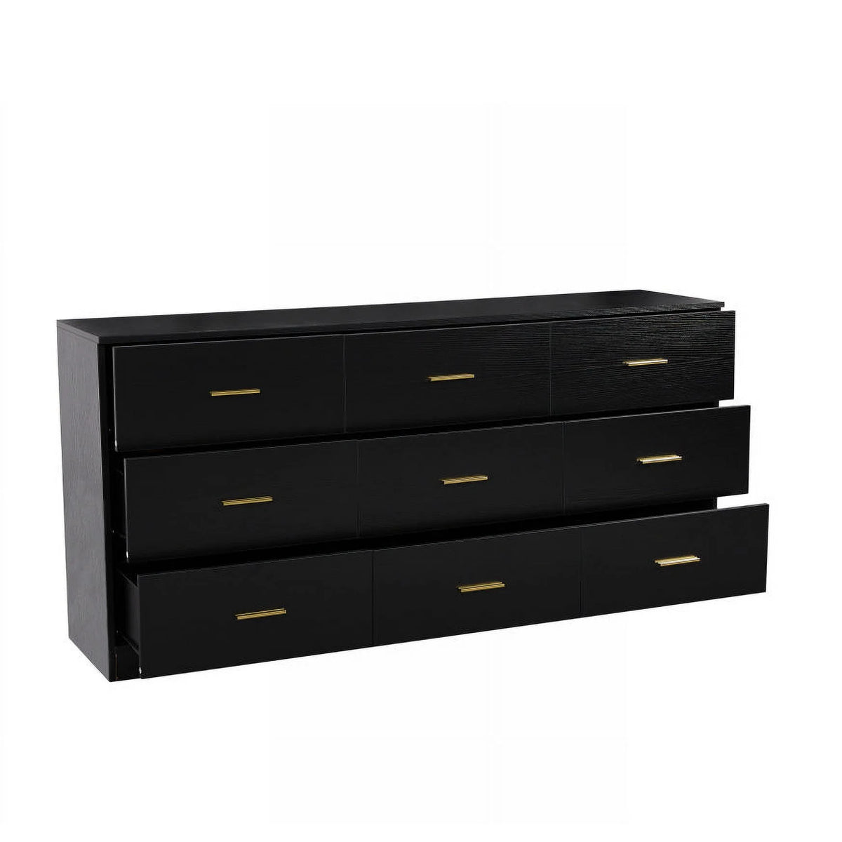 Aukfa Wood 9 Drawer Dresser for Bedroom, Long Chest of 9 Drawers TV Stand,Black