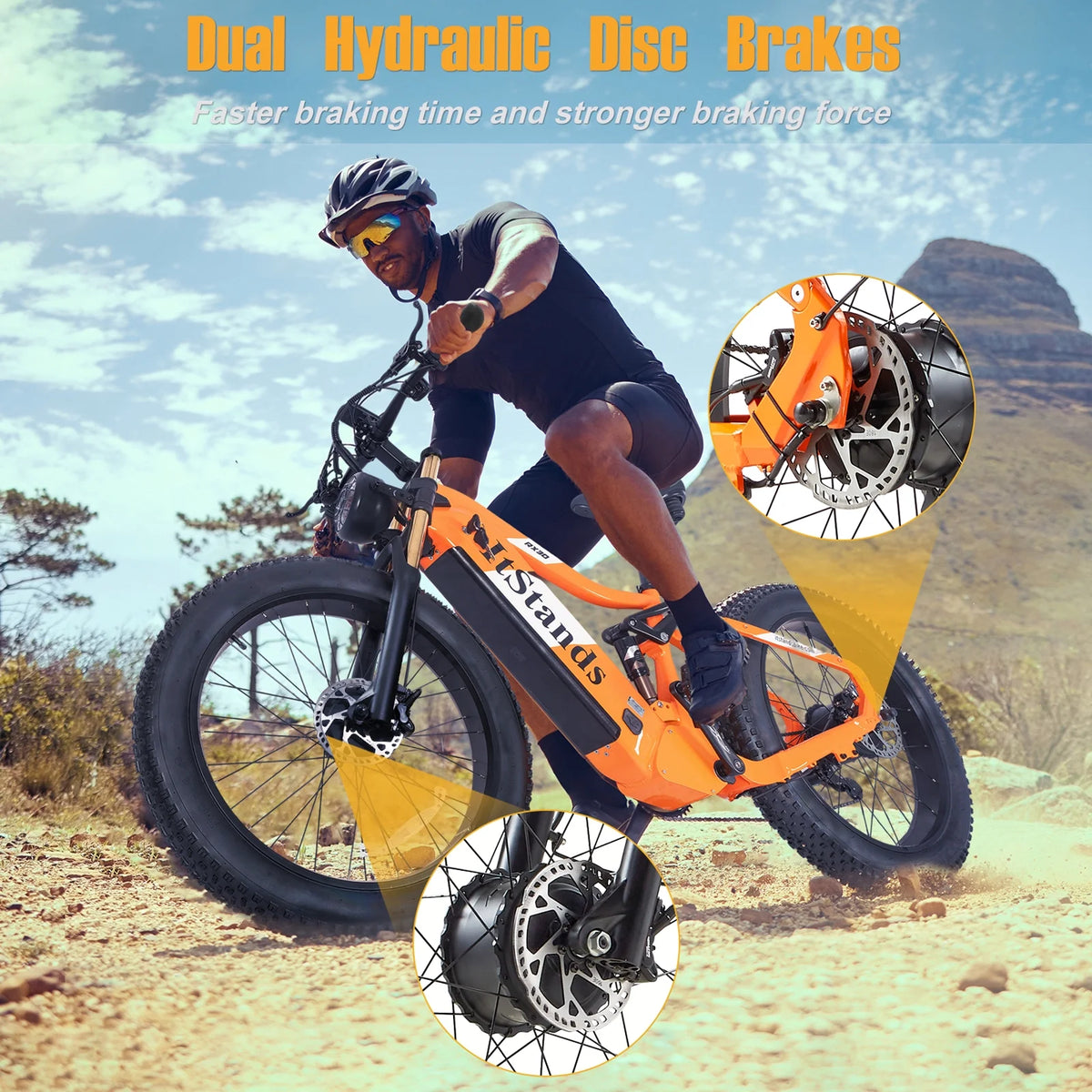 Dual Motors AWD 2000W Electric Bike for Adult 26'' UL2849 48V 30AH E-mountain bike 4.0 Fat Tire up to 35MPH&120Miles Long Range Off-road Ebike Dual Hydraulic Disc Brakes&Ful Suspension Electric Bicyc