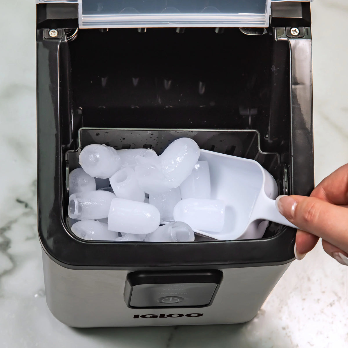 Igloo Self-Cleaning Countertop Ice Maker - Compact and Portable - Creates 26 lbs. Per Day, 8 Pieces Ready Every 7-8 Minutes - Includes Ice Scoop and Basket - Aqua