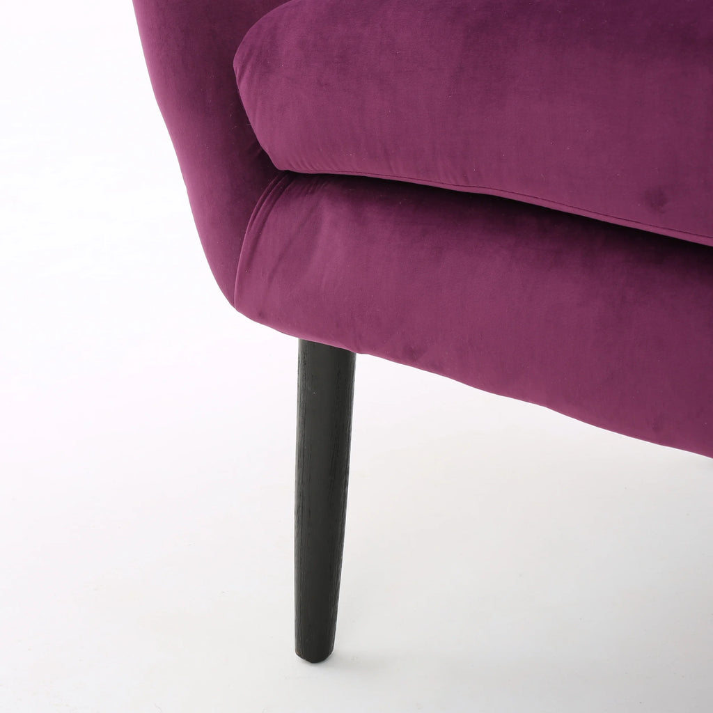 Noble House Simon Velvet Wingback Chair, Purple
