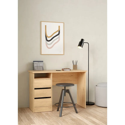 Tvilum Wes Writing Desk with 3 Storage Drawers and Open Shelf for Adults, White