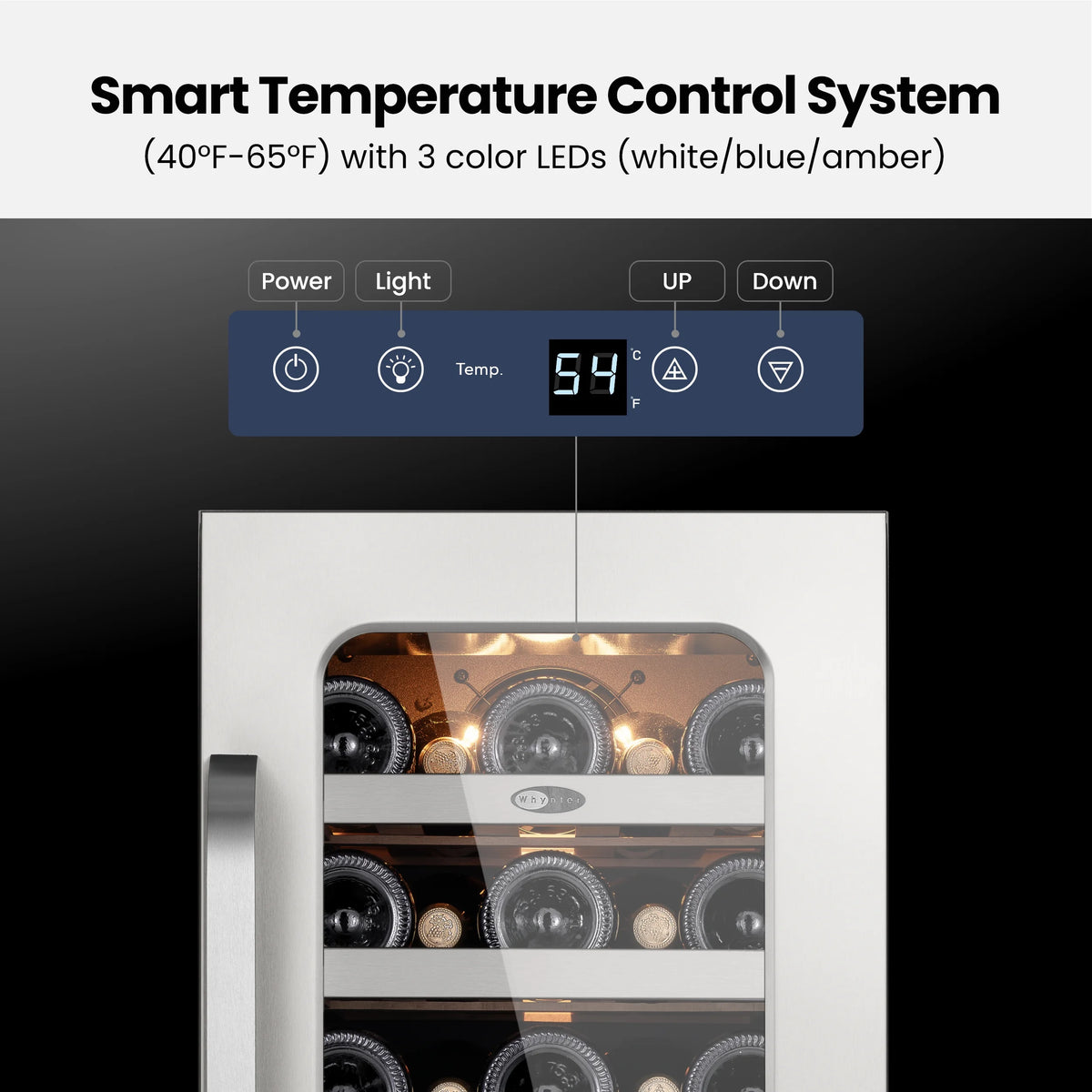 Whynter 15 Inch Wine Fridge Cooler - 33 Bottles Wine Fridge with Glass Door, Small Wine Refrigerator with 3 LED Light Built-in for Home Bar Kitchen