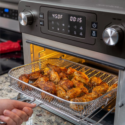 Deco Chef 24QT Stainless Steel Countertop Toaster Air Fryer Oven with Accessories (Black) + Bonus Deco Chef Gourmet 12 Piece Stainless Steel Knife Set with Storage Block