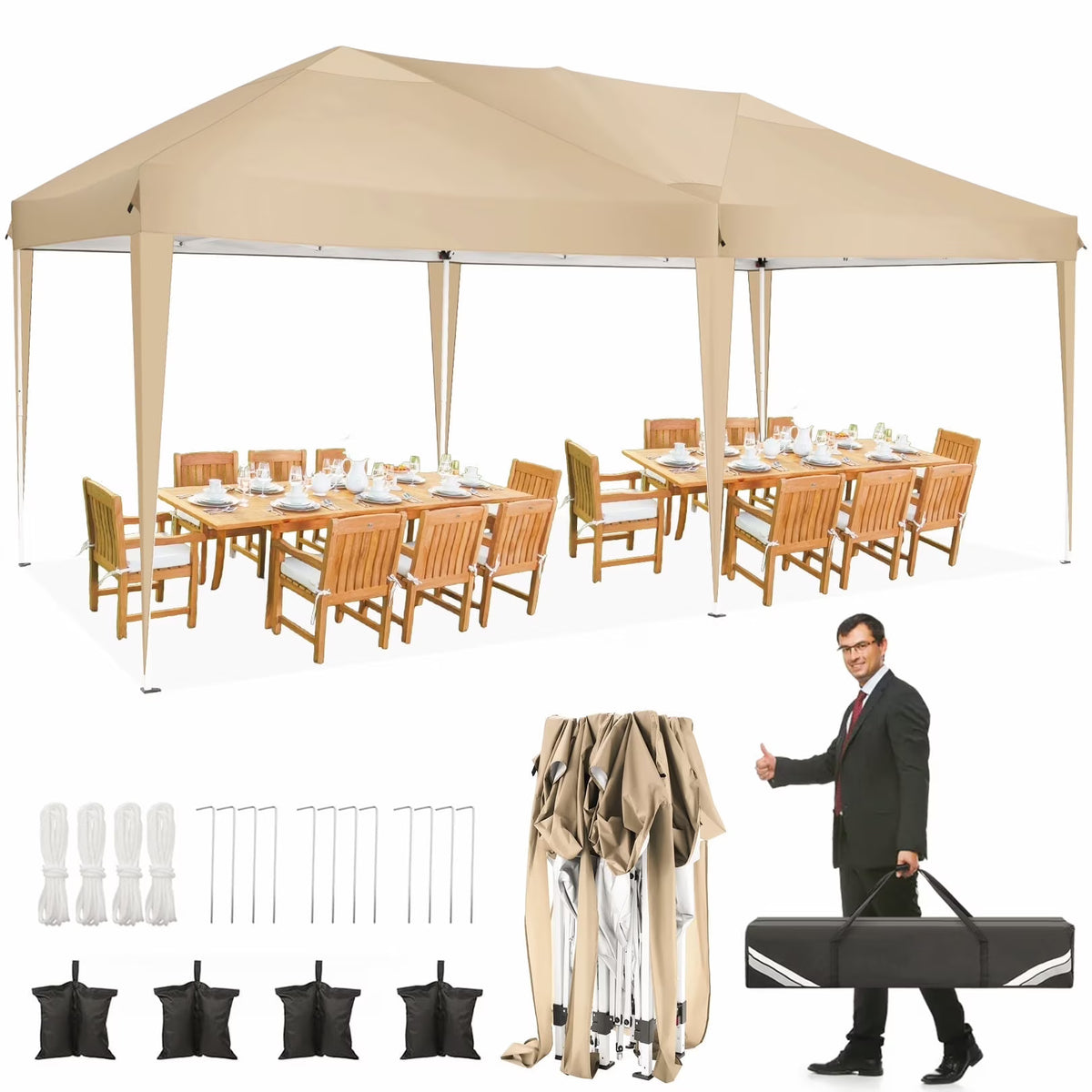 SANOPY 10'x10' EZ Pop Up Canopy Tent Outdoor Party Instant Shelter Portable Folding Beach Canopy with 4 Sandbag & Carrying Bag, Black