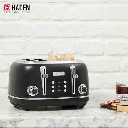 Haden Heritage 1500 1.7 Electric Kettle, Matte Black Finish with Copper Accents