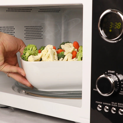 Nostalgia Retro Microwave for Countertop 0.9 cu ft Vintage Microwave, Ivory