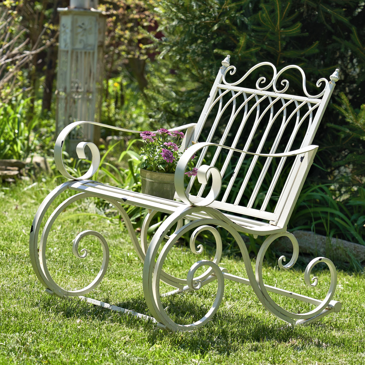 Outdoor Metal Rocking Arm Chair/Bench (Bench, Bronze)